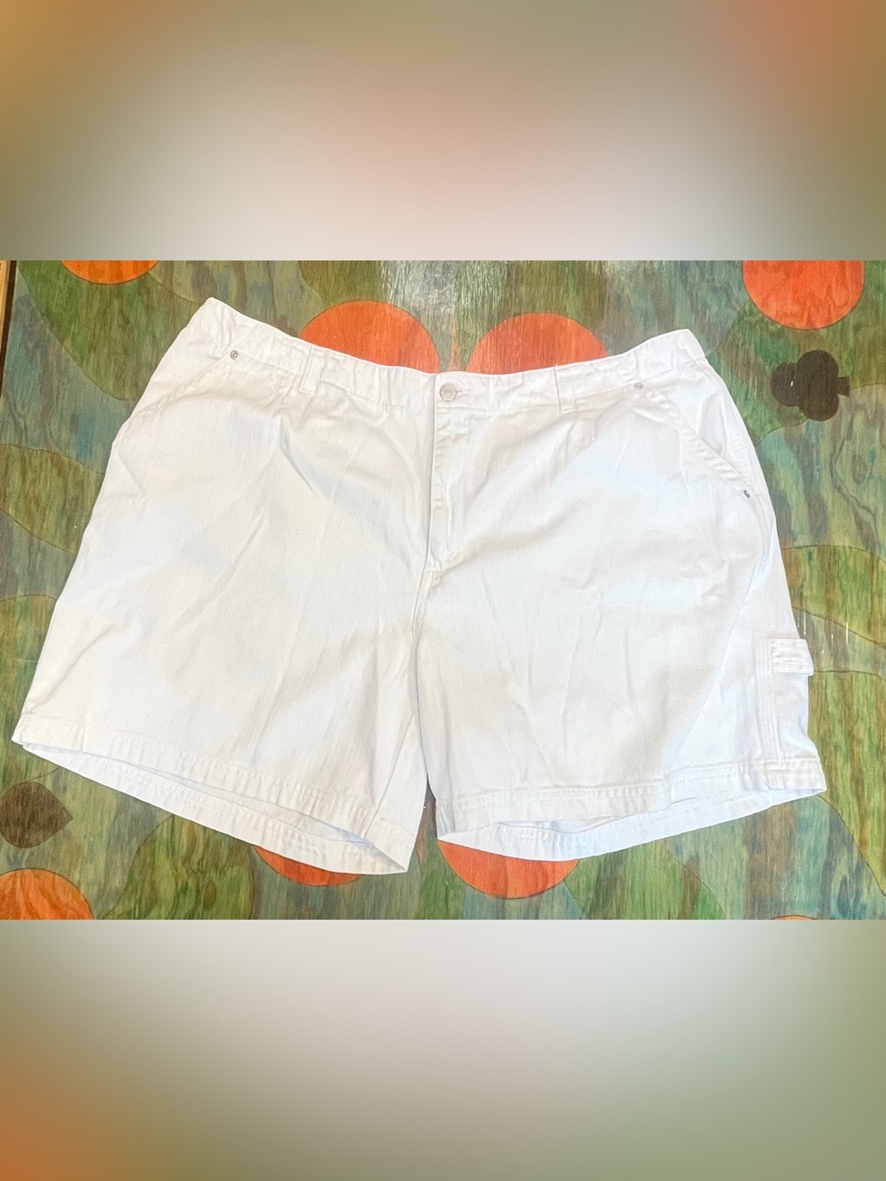 Gloria Vanderbilt Womens White Size 20W Cotton Utility Shorts Pull On Pockets